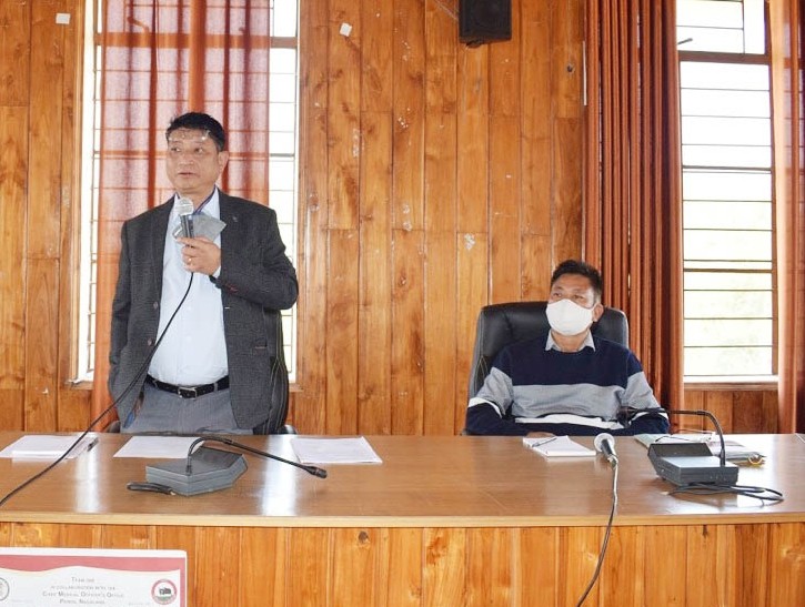 DC Peren Sentiwapang Aier, NCS addressing the monthly Peren District Planning & Developmental Board (DPDB) meeting held at DC’s Conference Hall, District HQ Peren on December 7. (DIPR Photo)
